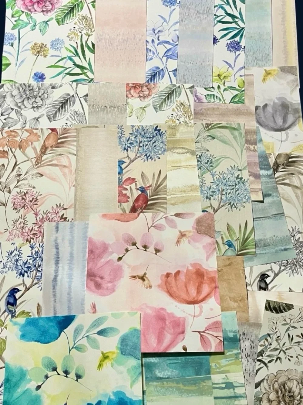 28 Assorted Designer Painted Floral & Botanical Crafts Wallpaper Sample Sheets
